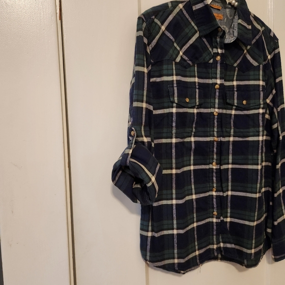 Jachs Girlfriend Women's Comfort Stretch Flannel Roll Up Sleeve Snap Shirt M - Picture 5 of 5